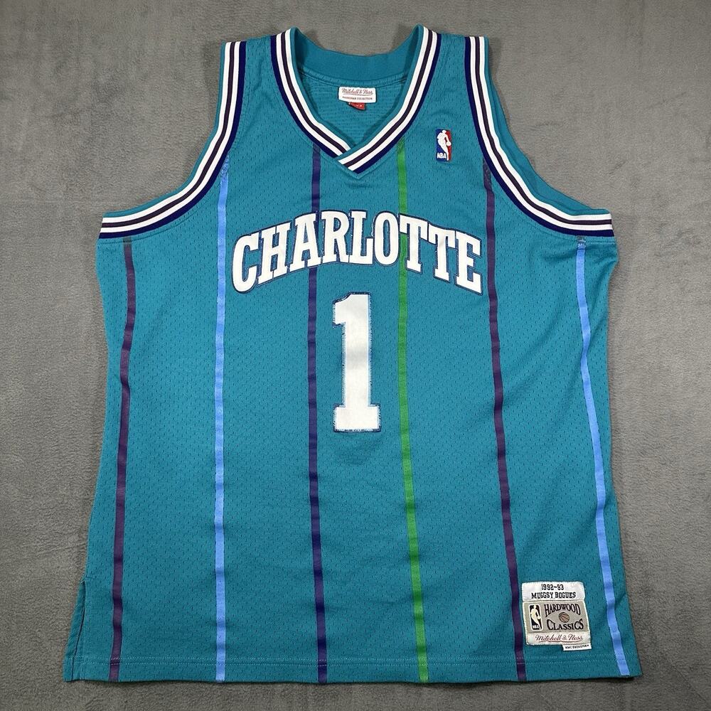 Authentic Mitchell & Ness Charlotte Hornets Muggsy Bogues Swingman Jersey Sz XL